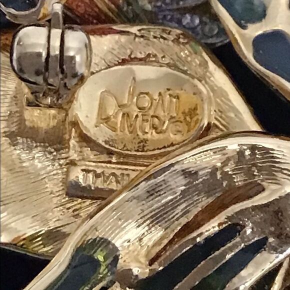 Joan Rivers Vintage Metal Plique A Jour Orchid Brooch - Picture 5 of 6